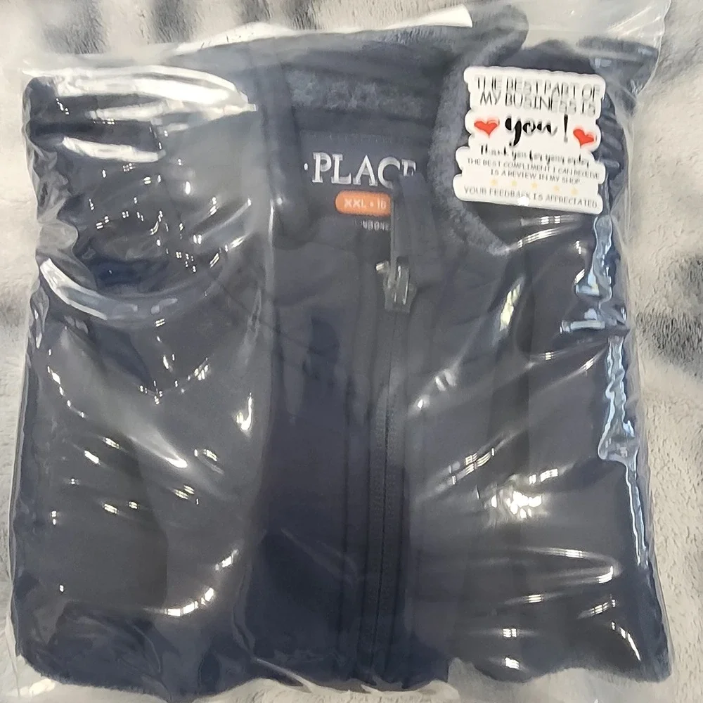Children's Place Boys‎ Blue Fleece Full Zip Jacket XXL (16) Two Tone Sweatshirt